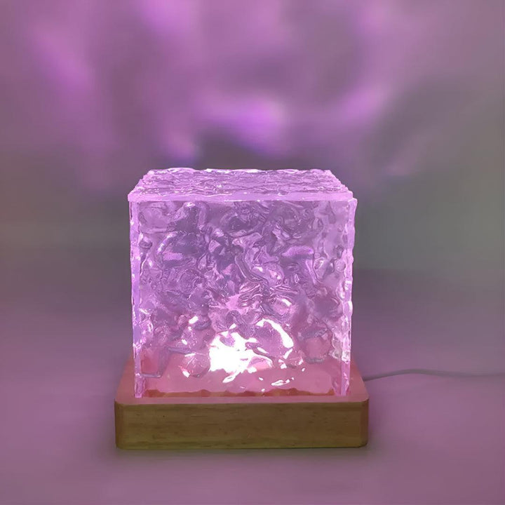 Cube Table Lamp With Ambient Glow And Glass Design