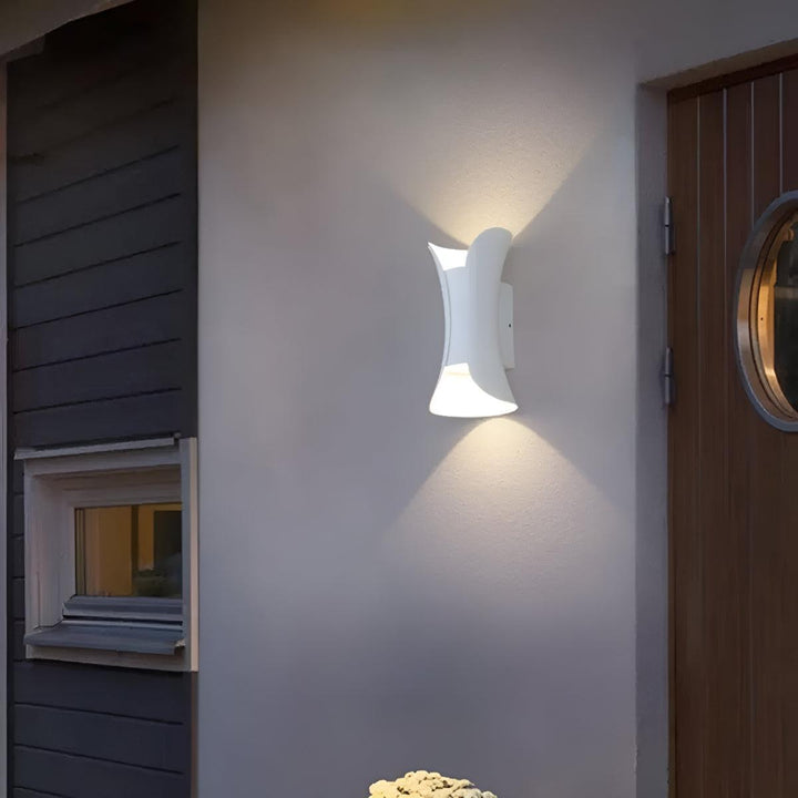 Curved Outdoor Wall Light with Up Down Lighting Design