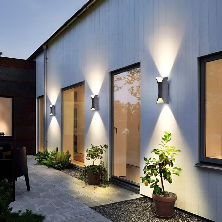 Curved Outdoor Wall Light with Up Down Lighting Design