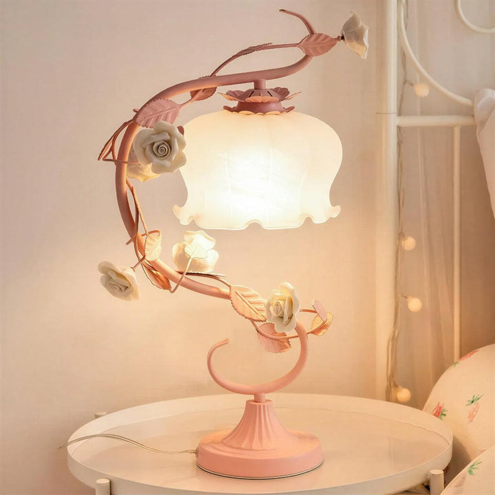 Decorative Table Lamp Lamp With Floral Rose Design