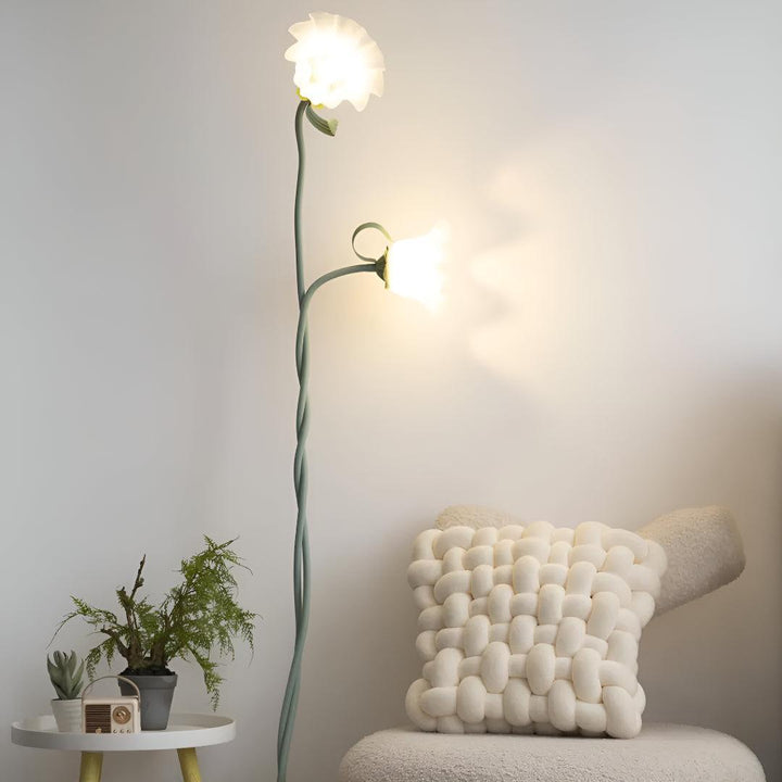 Dual Floral Floor Lamp With Calla Flower Design
