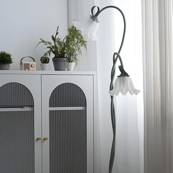 Dual Floral Floor Lamp With Calla Flower Design