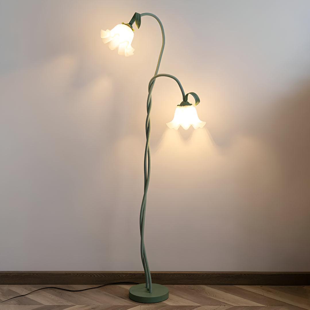 Dual Floral Floor Lamp With Calla Flower Design
