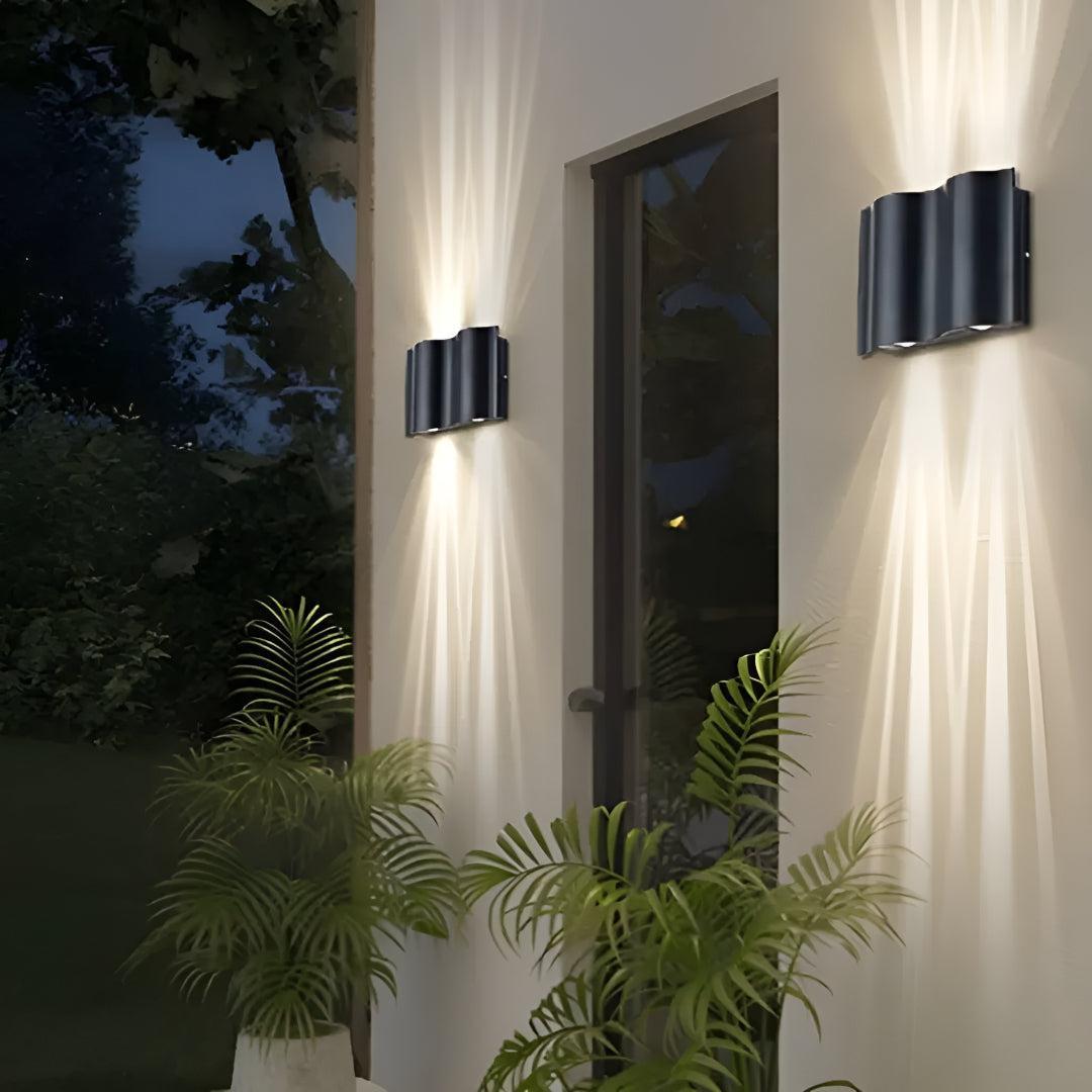 Exterior Waved Curved Wall Light With Up And Down Lighting