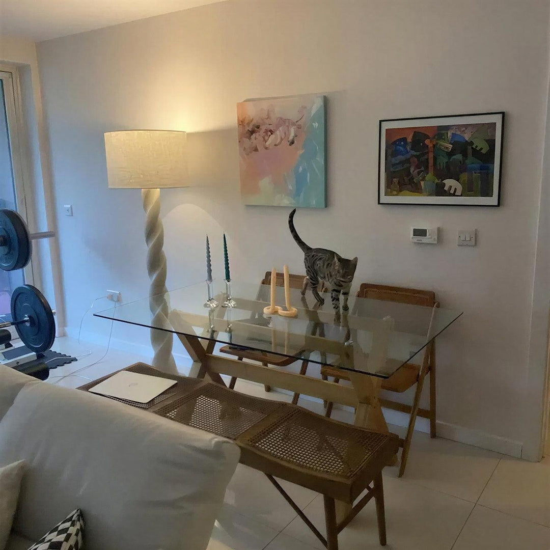 Floor Lamp With Elegant Architectural Twist Base Design And Shade