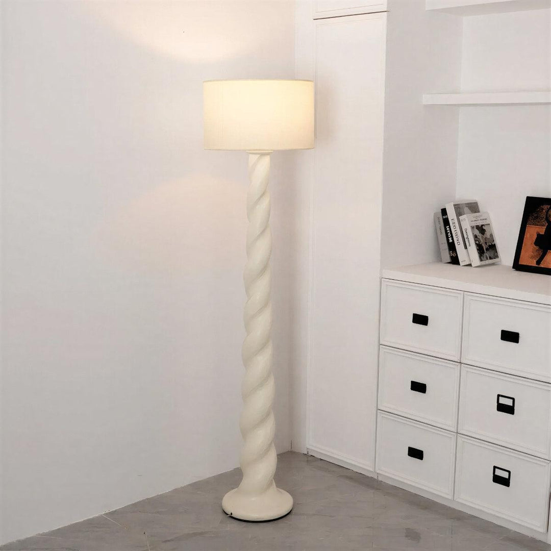 Floor Lamp With Elegant Architectural Twist Base Design And Shade