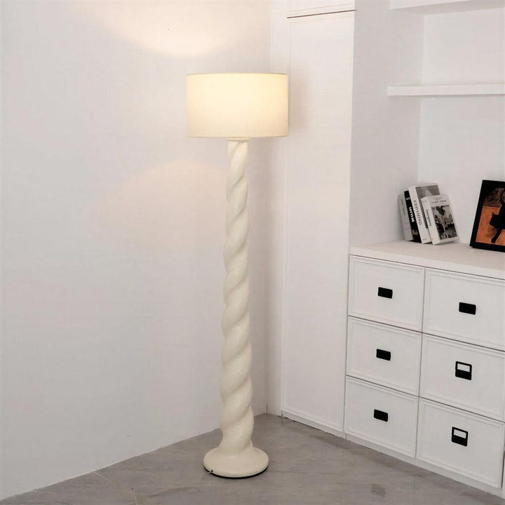 Floor Lamp With Elegant Architectural Twist Base Design And Shade