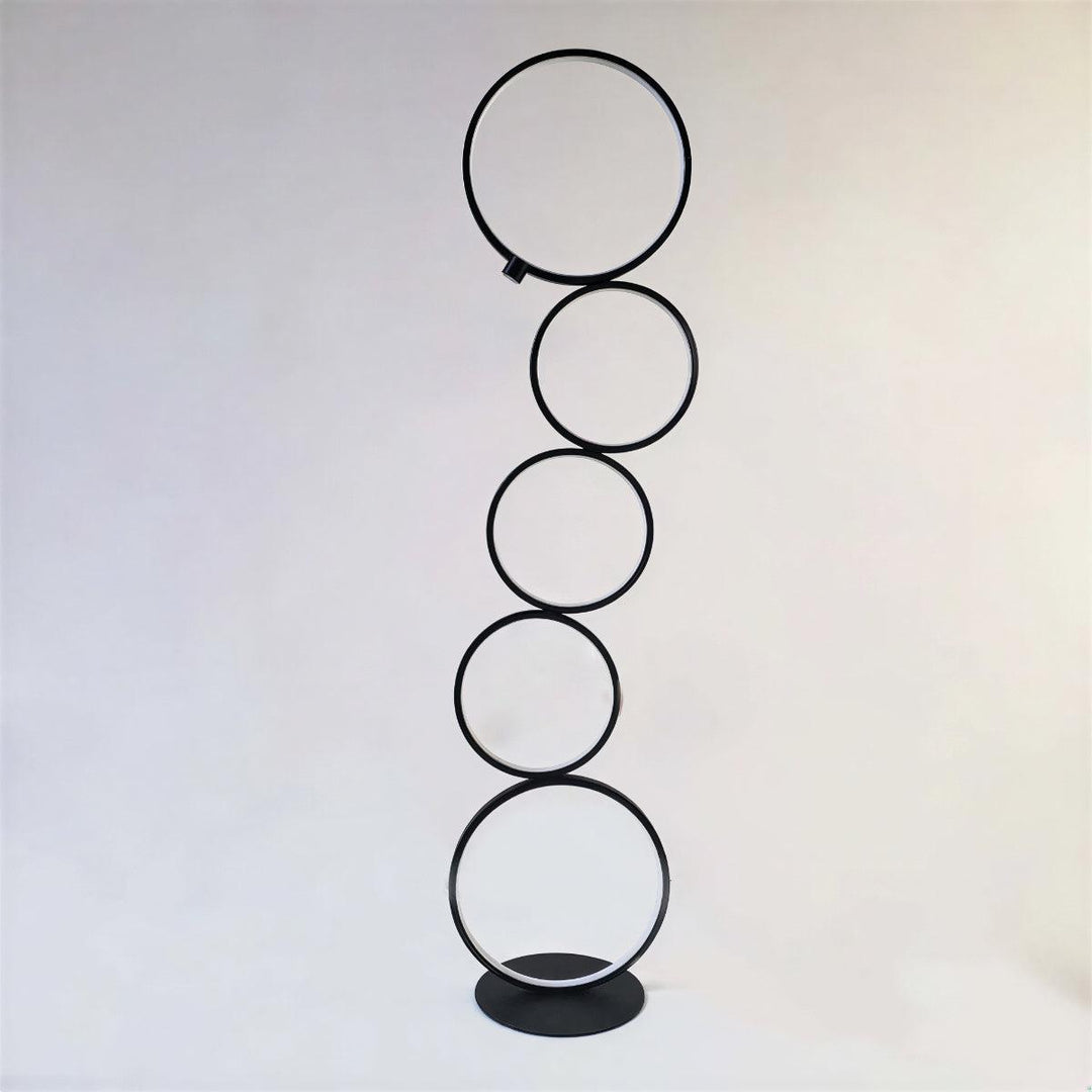Floor Lamp With Geometric Multi Ring Design And Ambient Lighting