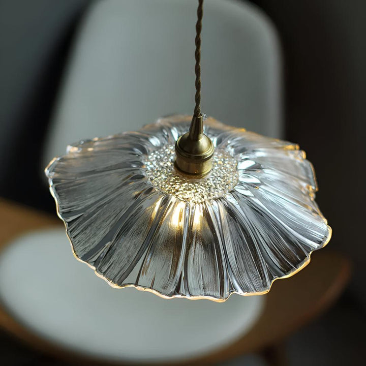 Flower Glass Plug In Pendant Light Hanging Fixture
