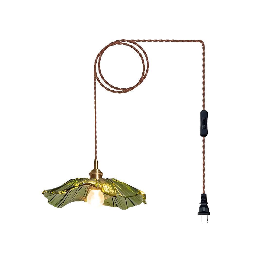 Flower Glass Plug In Pendant Light Hanging Fixture
