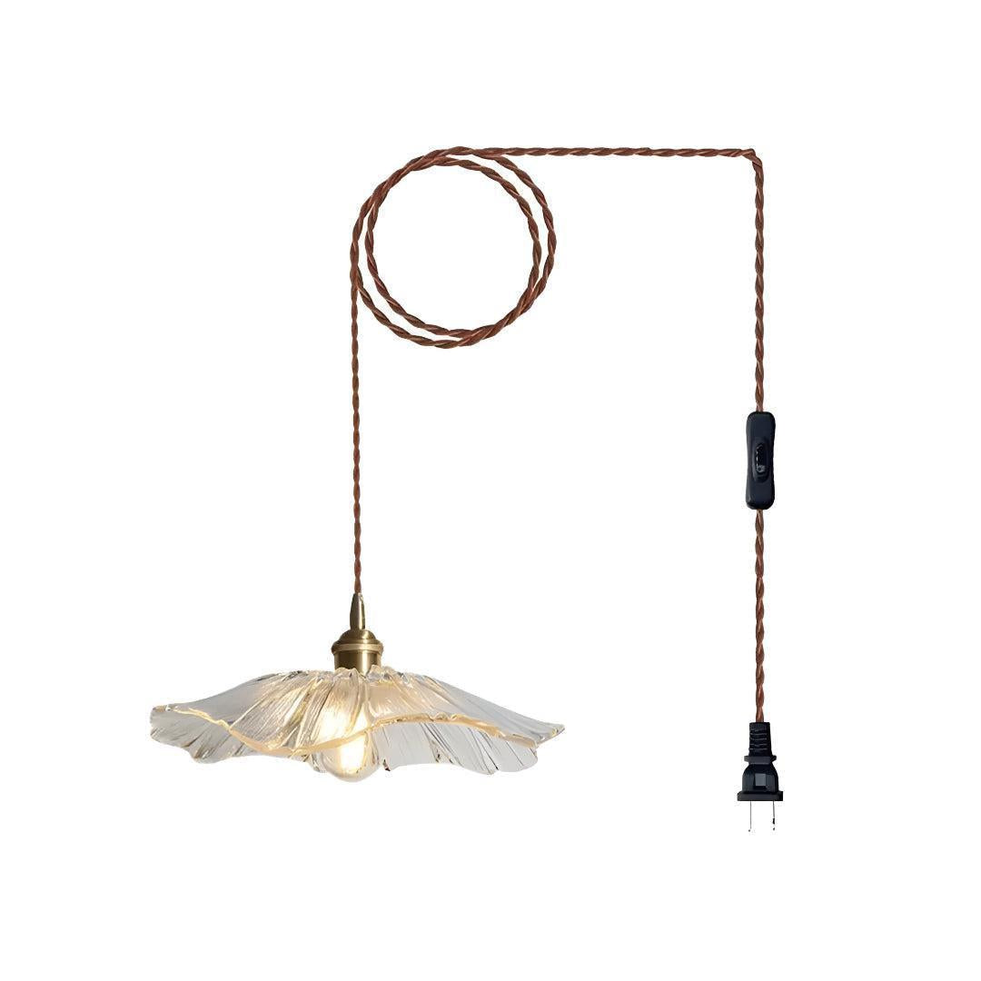 Flower Glass Plug In Pendant Light Hanging Fixture