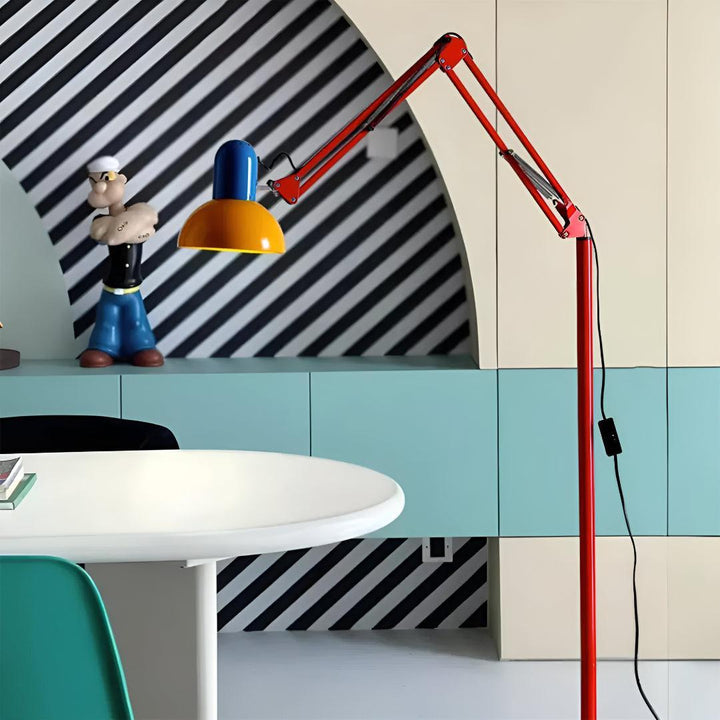 Memphis Adjustable Floor Lamp With Coloured Architect Design