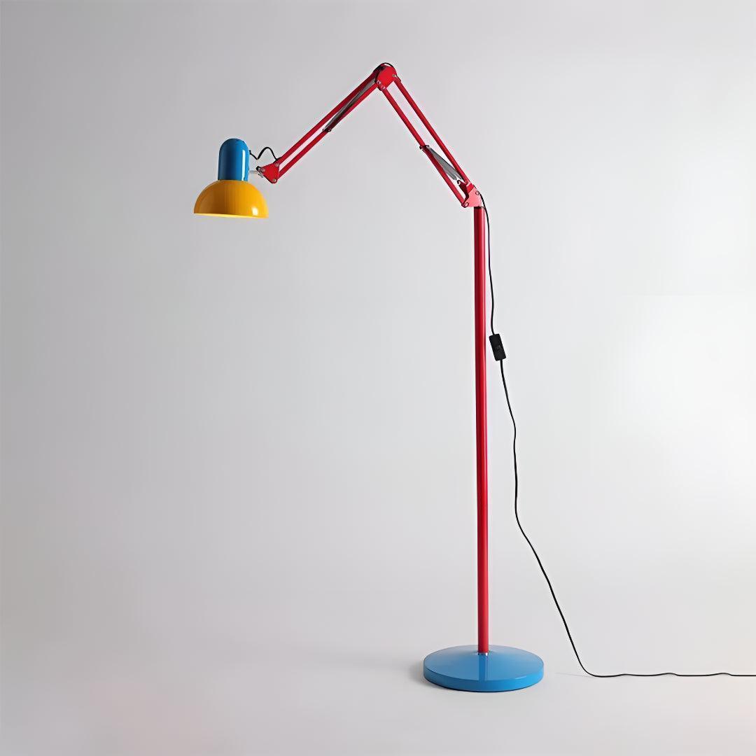 Memphis Adjustable Floor Lamp With Coloured Architect Design