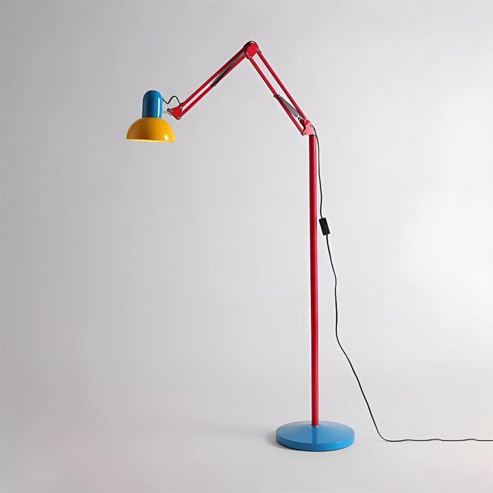 Memphis Adjustable Floor Lamp With Coloured Architect Design