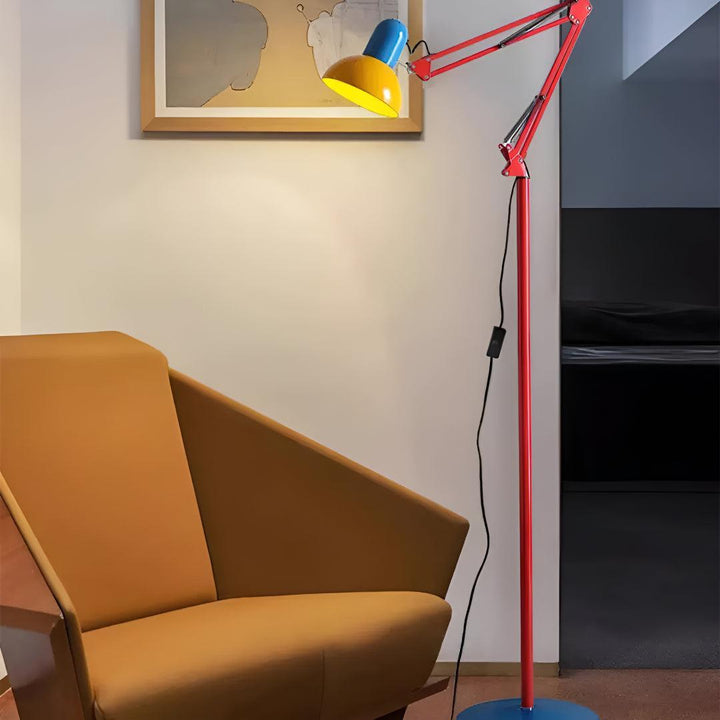 Memphis Adjustable Floor Lamp With Coloured Architect Design