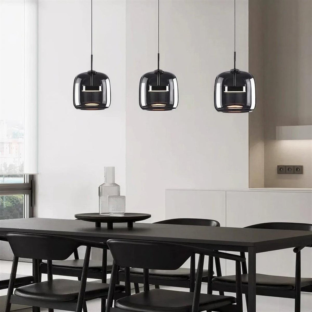 Modern Minimalist Glass Pendant Hanging Light With Adjustable Height Suspension