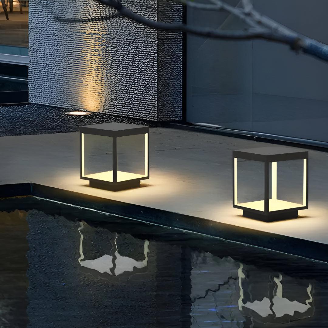 Modern Open Frame Post Lights for Outdoor Garden Walls
