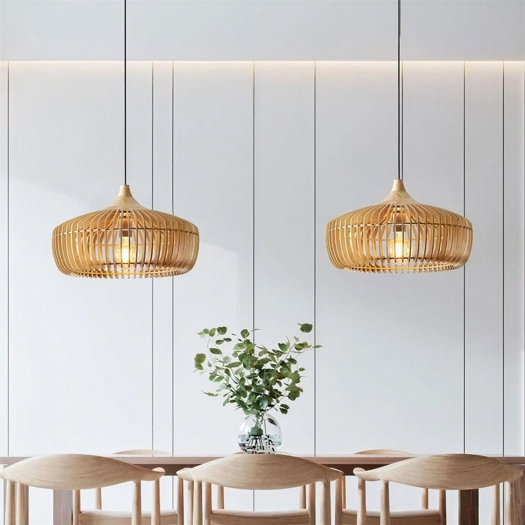 Nordic Pendant Lighting With Japanese Style Wooden Cage