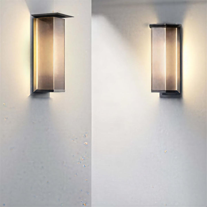 Outdoor Wall Light With Architectural Rectangular Ribbed Box