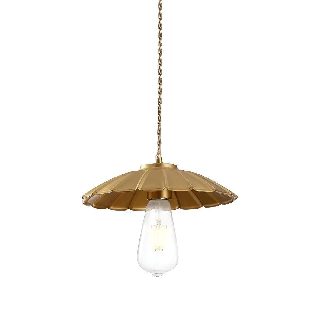 Pendant Light With Vintage Flat Scalloped Shade Design