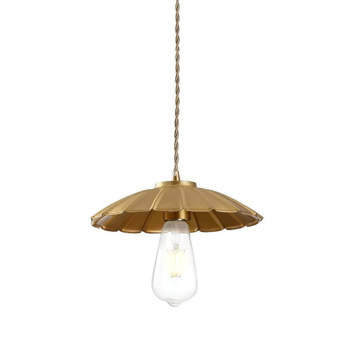 Pendant Light With Vintage Flat Scalloped Shade Design