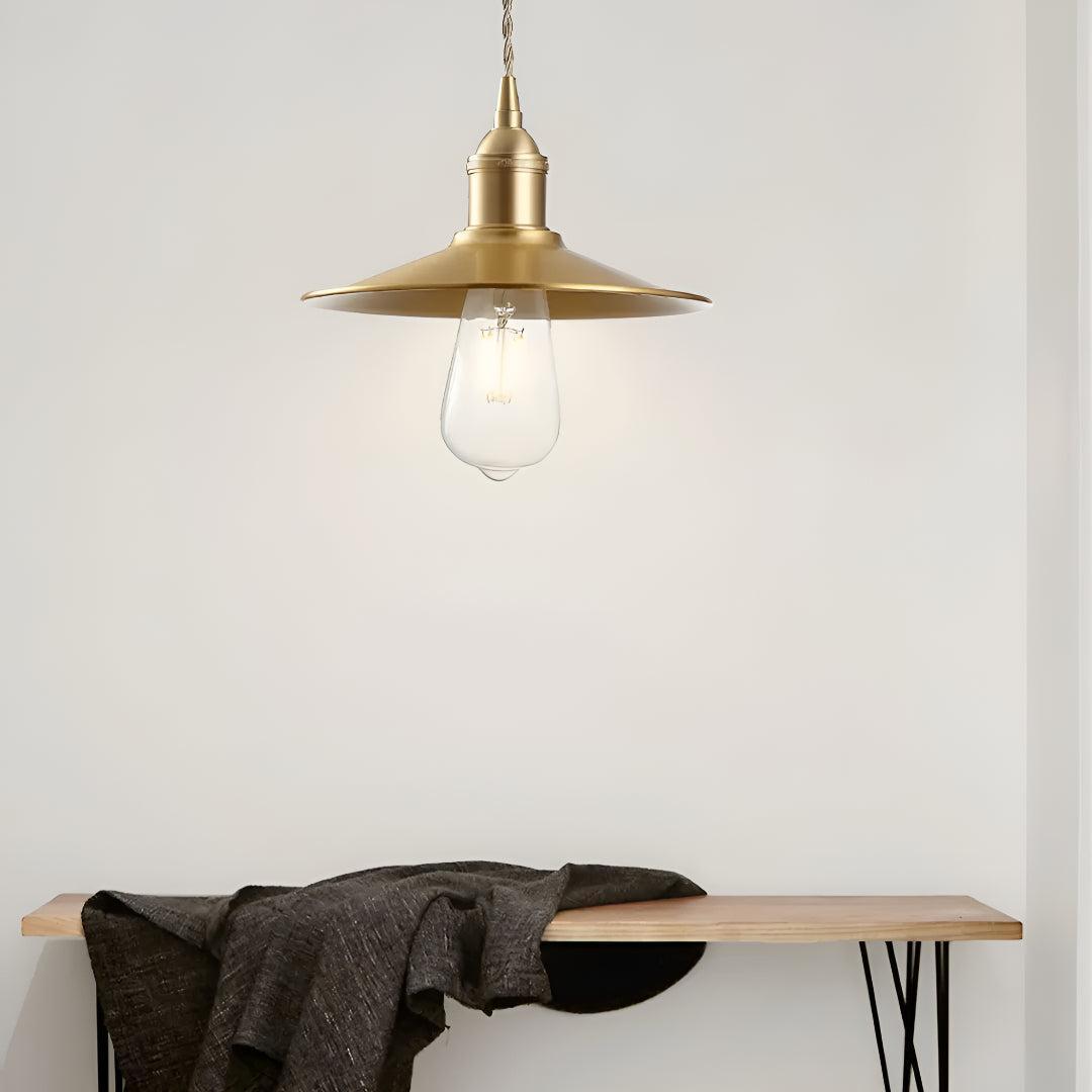 Pendant Light With Vintage Flat Scalloped Shade Design
