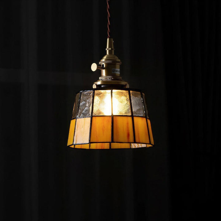 Pendant Light With Vintage Stained Glass Shade