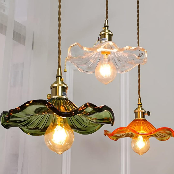 Pendant Lights With Art Nouveau Flower Shade