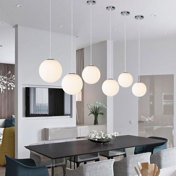 Simple Pendant Fixture With Modern Glass Globe Style