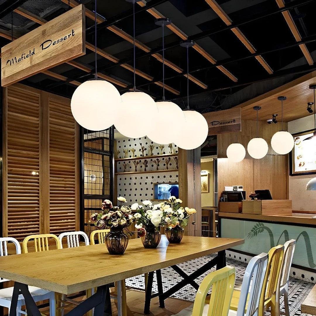 Simple Pendant Fixture With Modern Glass Globe Style