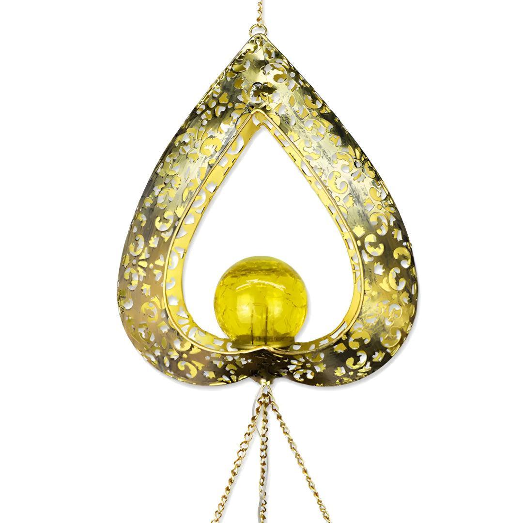 Solar Garden Light With Hanging Heart Wind Chime Lantern
