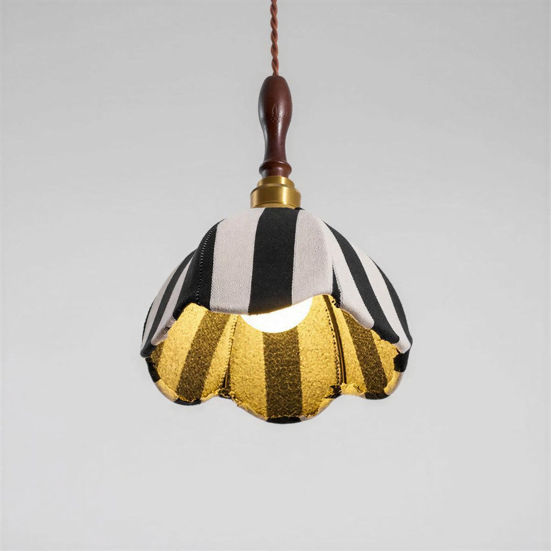 Striped Kitchen Pendant Light With Vintage Art Deco Tulip Style