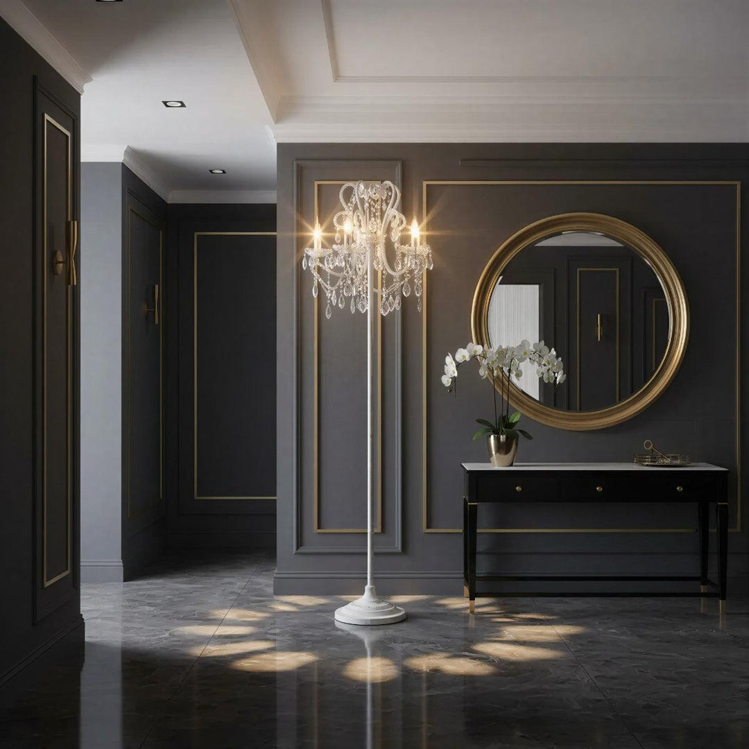 Traditional Luxury Chandelier Floor Lamp With Ornate Design