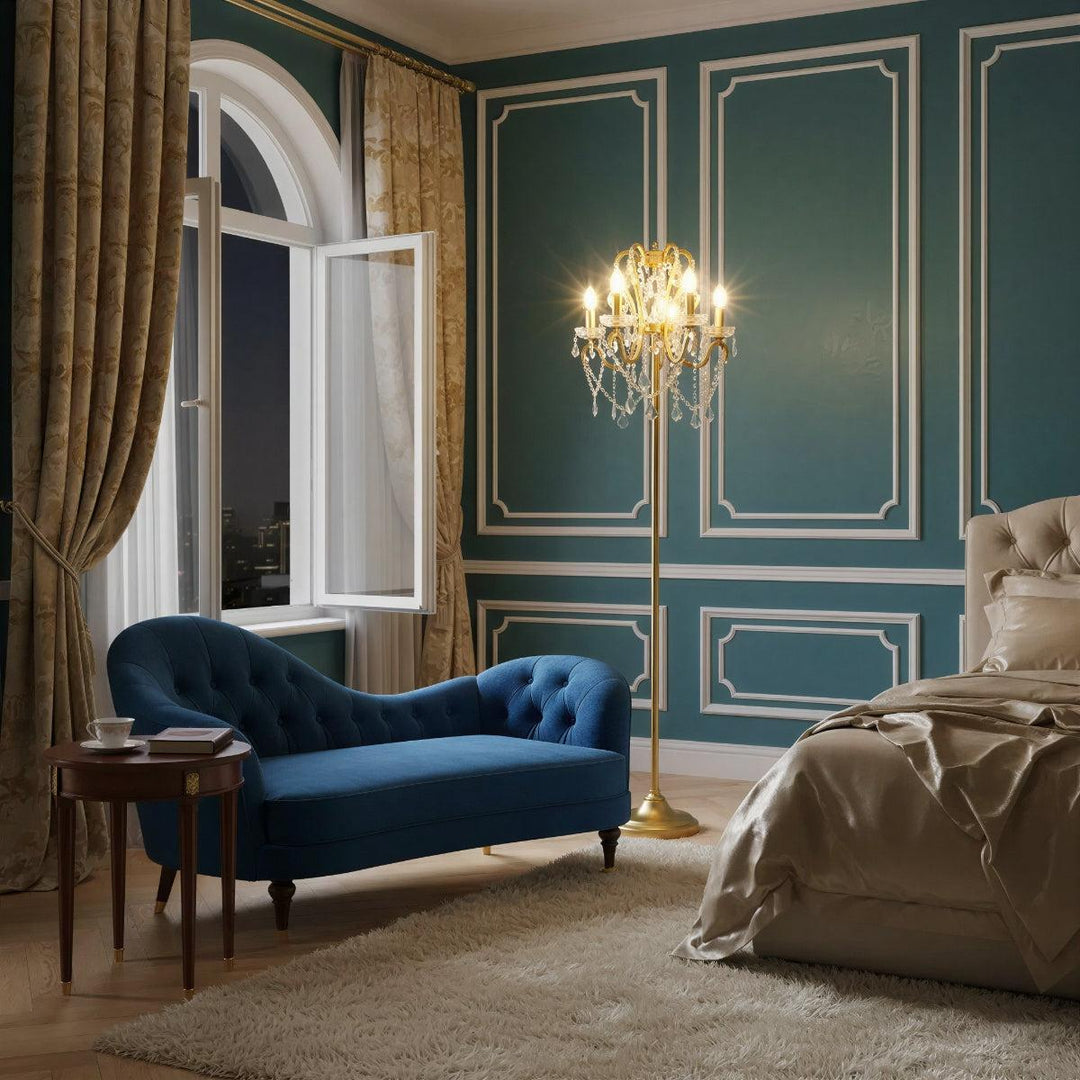 Traditional Luxury Chandelier Floor Lamp With Ornate Design