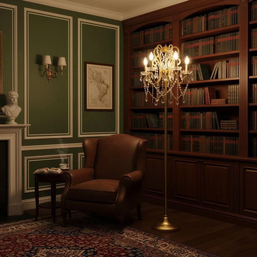Traditional Luxury Chandelier Floor Lamp With Ornate Design