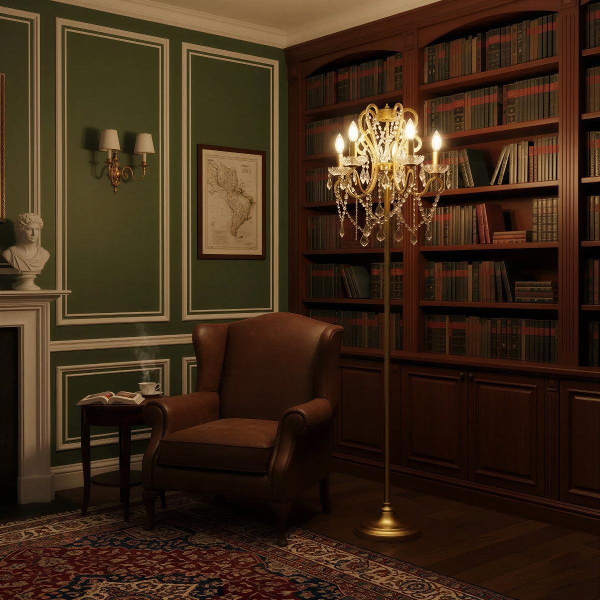 Traditional Luxury Chandelier Floor Lamp With Ornate Design