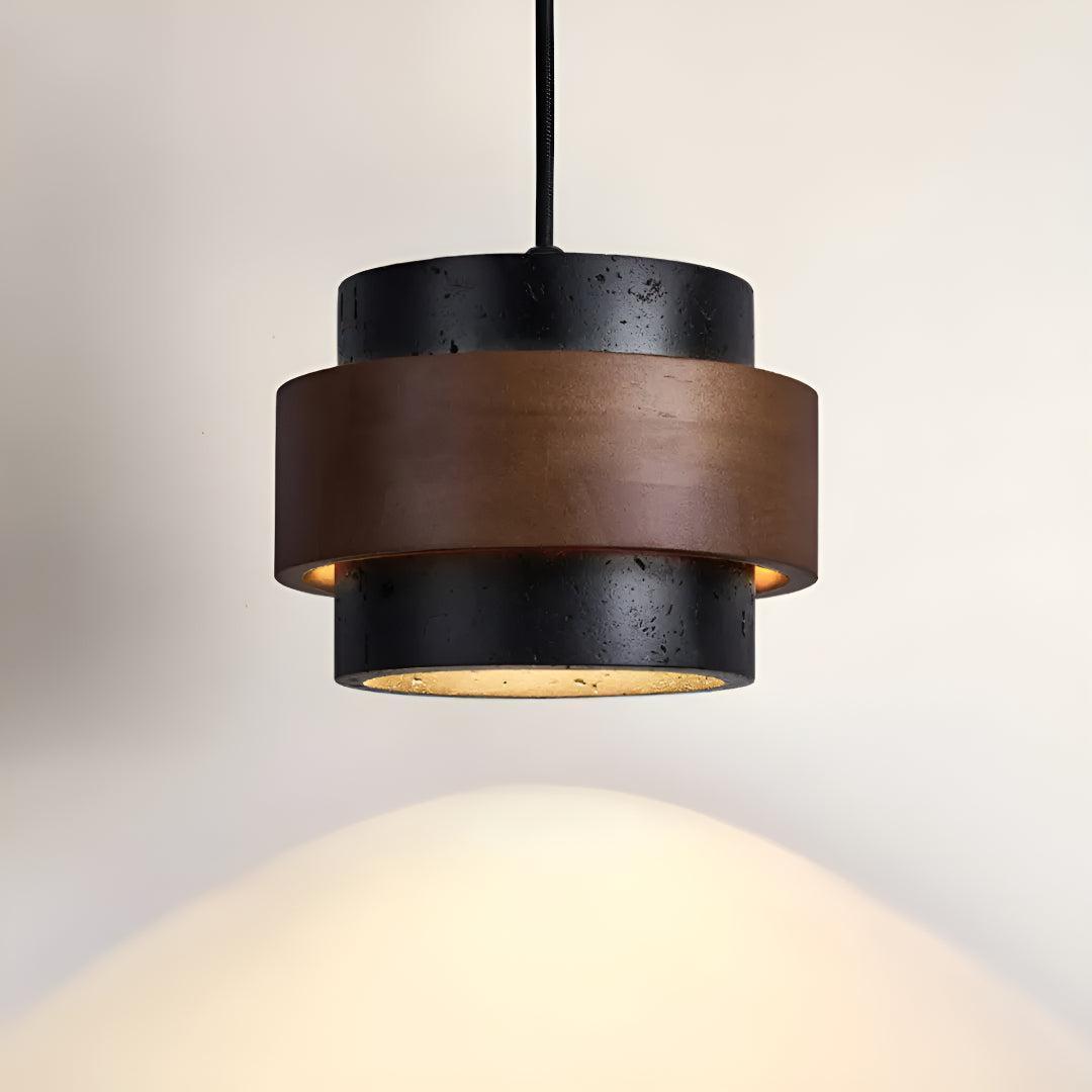 Travertine Pendant Light With Cylindrical Design