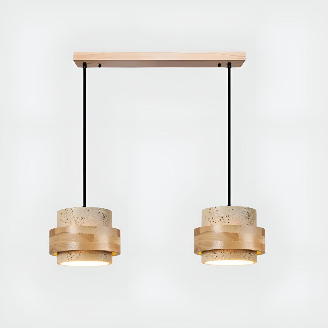 Travertine Pendant Light With Cylindrical Design