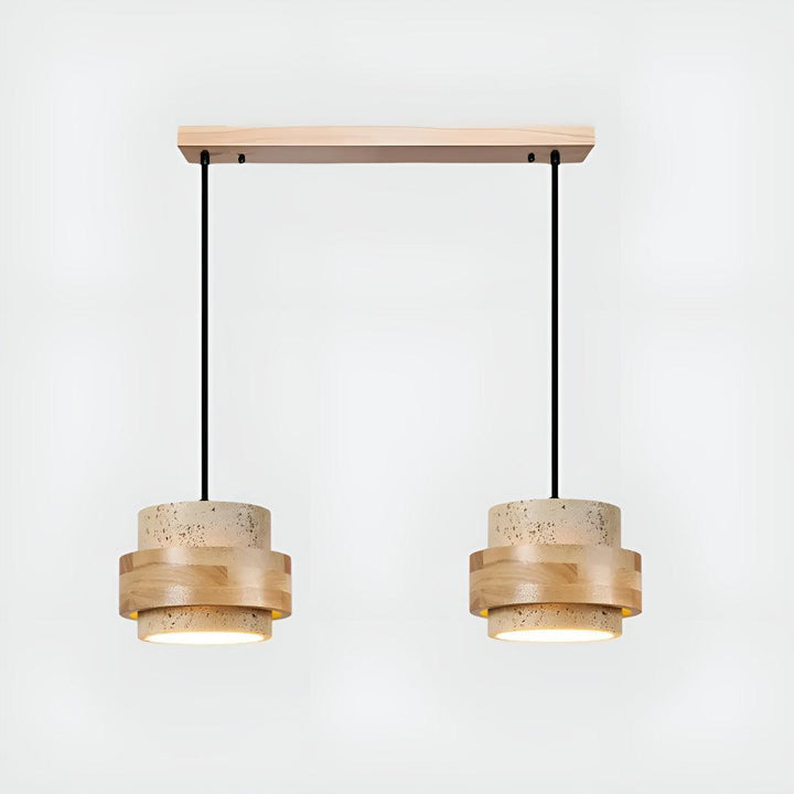 Travertine Pendant Light With Cylindrical Design
