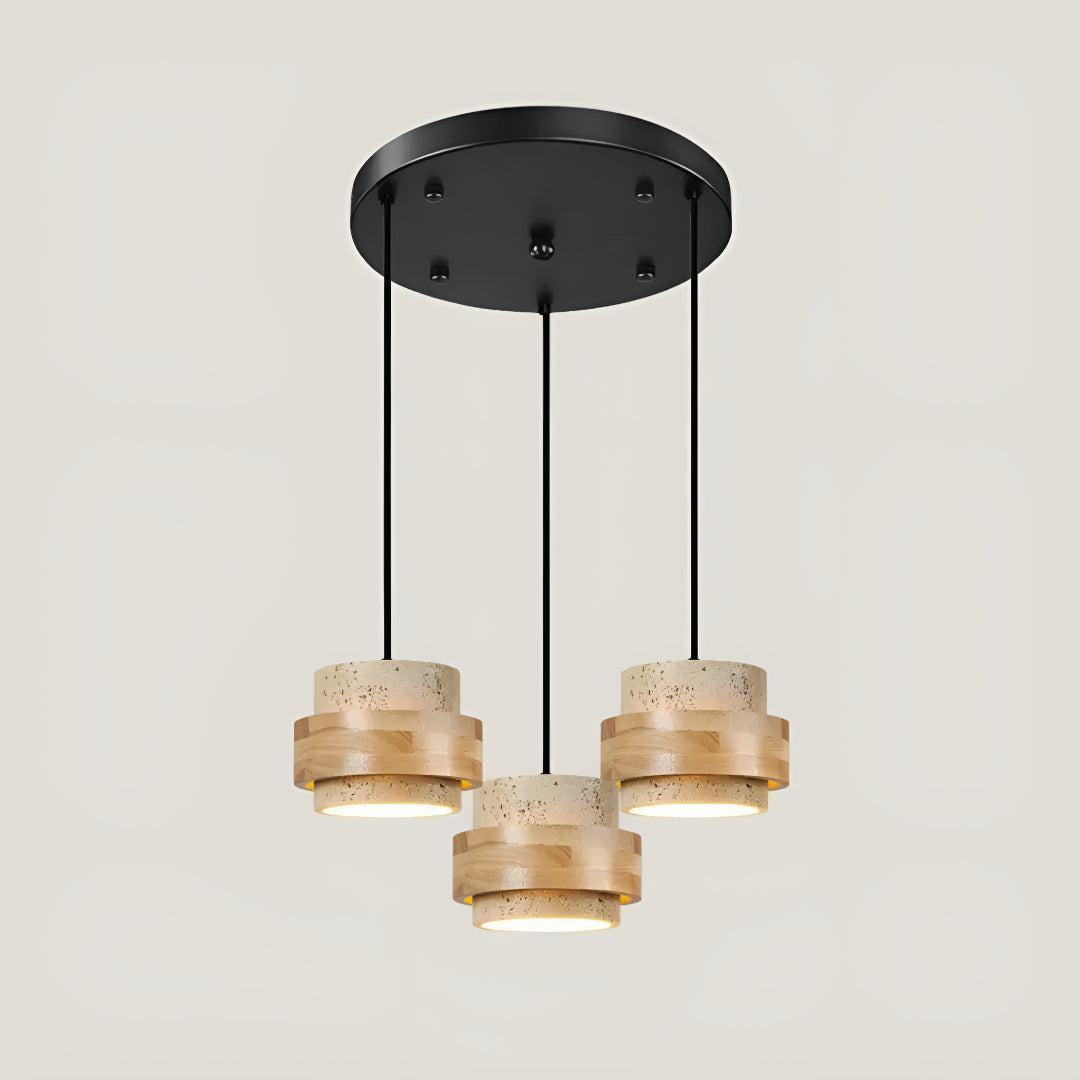 Travertine Pendant Light With Cylindrical Design