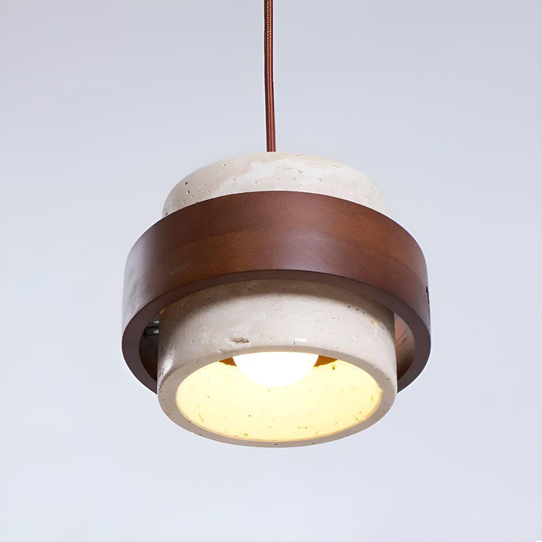 Travertine Pendant Light With Cylindrical Design