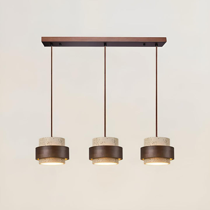 Travertine Pendant Light With Cylindrical Design