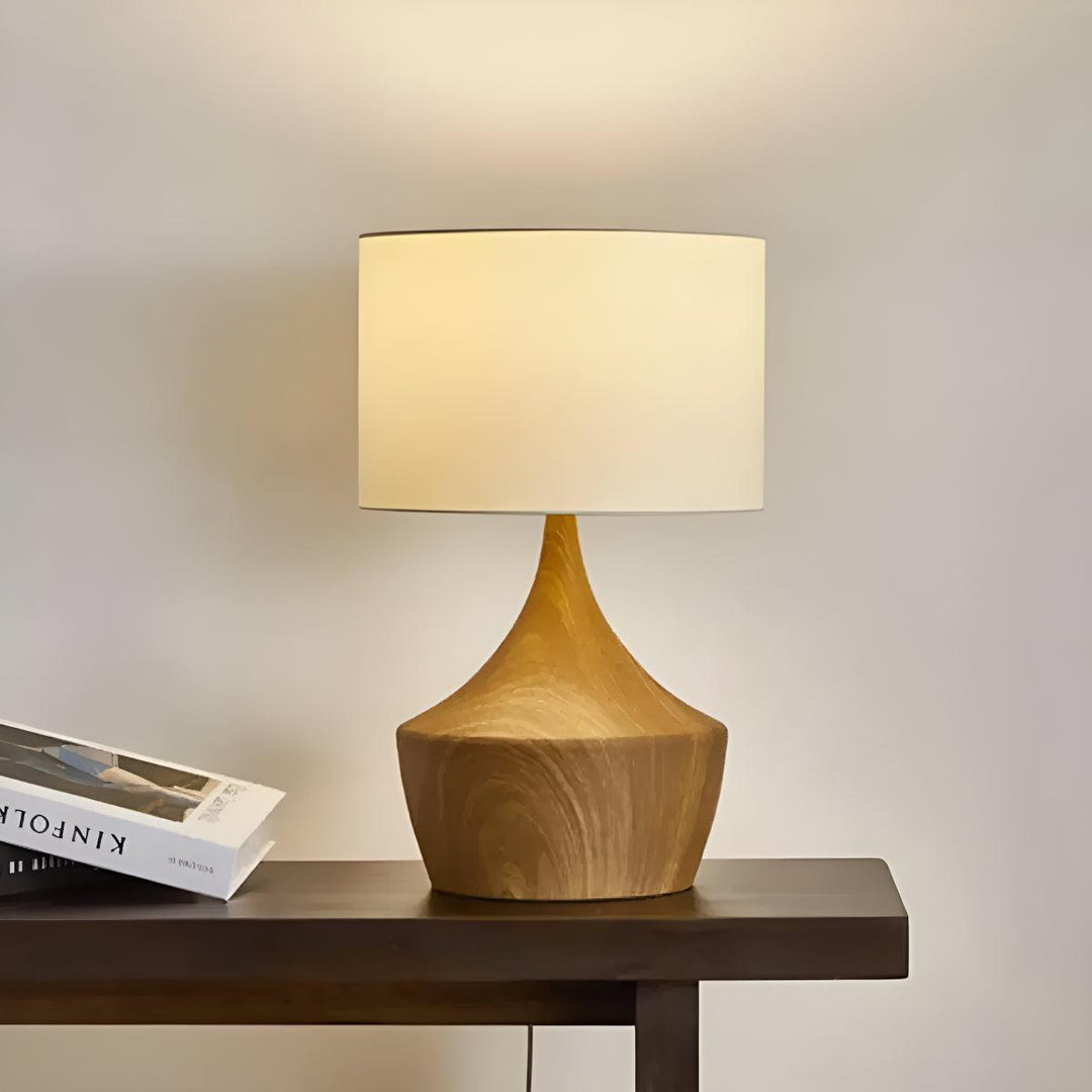 Wooden Japandi Bedside Table Lamp for Calm Ambient Lighting