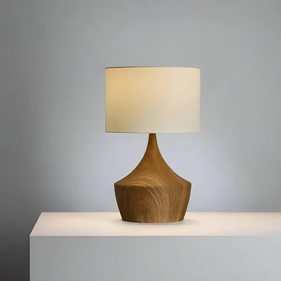 Wooden Japandi Bedside Table Lamp for Calm Ambient Lighting