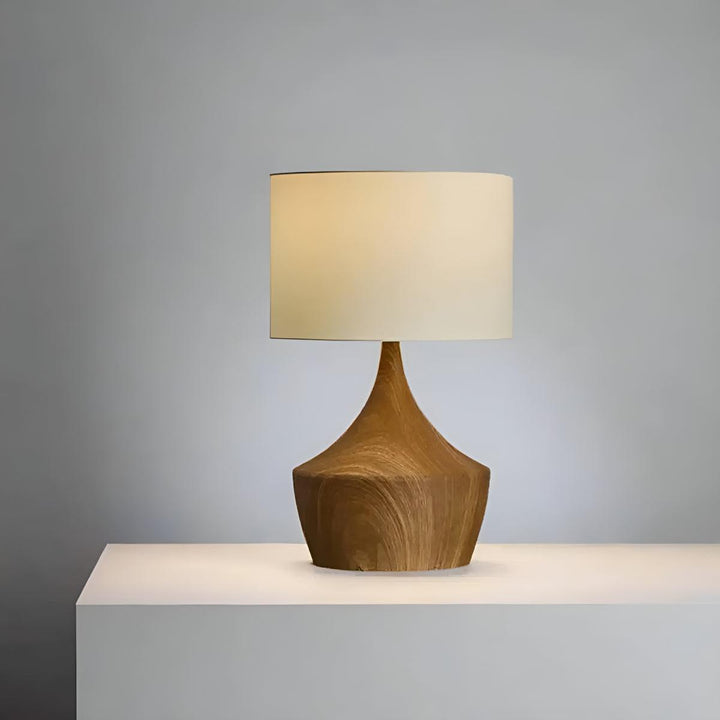 Wooden Japandi Bedside Table Lamp for Calm Ambient Lighting