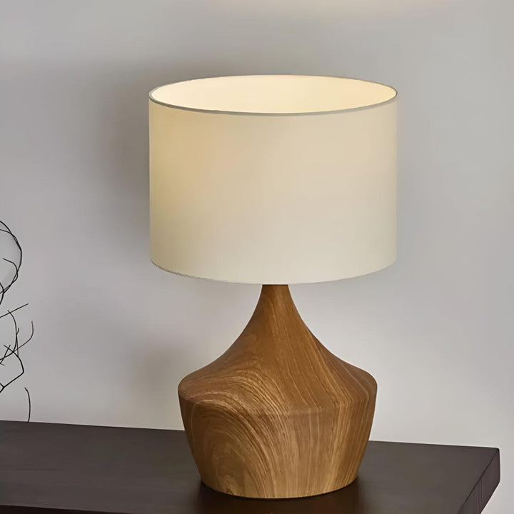 Wooden Japandi Bedside Table Lamp for Calm Ambient Lighting